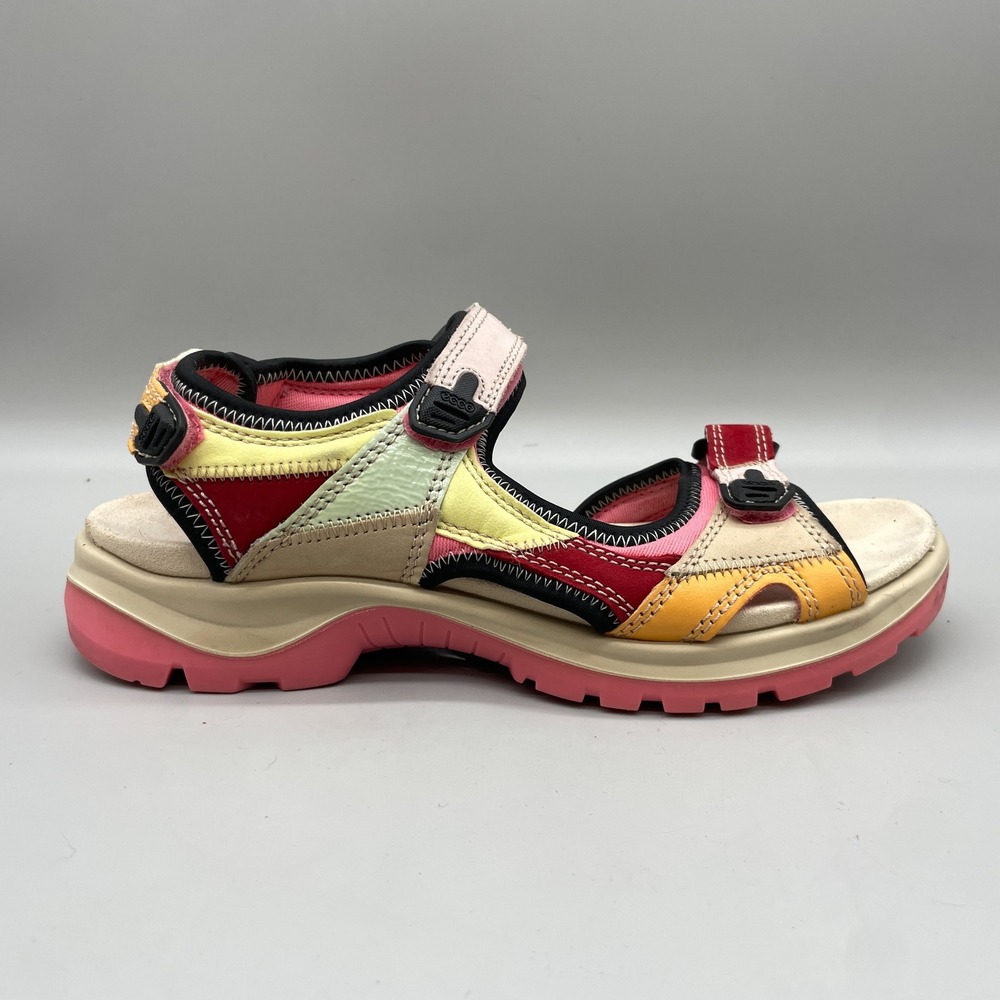 ECCO Womens 9 Yucatan Sandals Offroad Hiking Multi-Color Leather Gorpcore Boho
